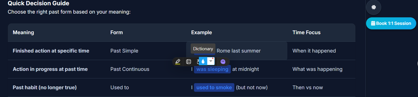 Double click for translation